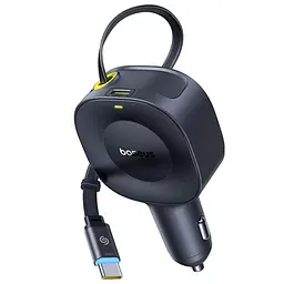 АЗП Baseus PrimeTrip VR2 30W with retractable cable (2USB-C) (C0206401) Cosmic Black