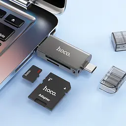 Адаптер перехідник Hoco HB39 USB/Type-C 3.0 сірий - мініатюра 2