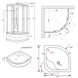 Душовий бокс Lidz Tani SB90x90.SAT.HIGH.FR Frost, Хром матовый, матовий, хром матовий - мініатюра 2