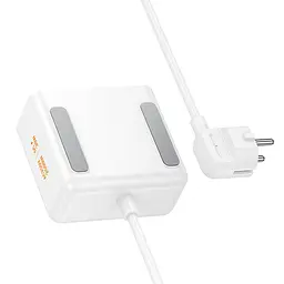Подовжувач Hoco AC27 Descanso (PD30W/2C/1A/2xSocket) (2m) White - мініатюра 3