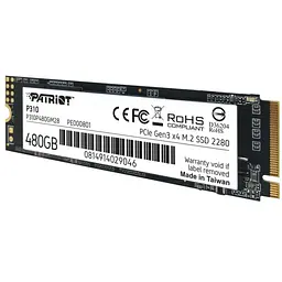 SSD накопичувач M.2 Patriot P310 480GB NVMe 2280 PCIe 3.0x4 3D NAND TLC - мініатюра 3