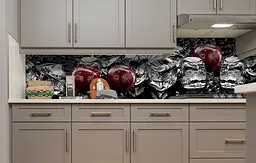 Вініловий кухонний фартух Вишні та Кубики Льоду наклейка для кухні ПВХ червоні Ягоди Чорний Happy Pocket Z181712 - мініатюра 5