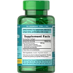 Со Пальметто Puritan's Pride Saw Palmetto стандартизований екстракт 320 мг 60 капсул - мініатюра 2