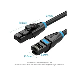 Патч-корд 1м, UTP cat 7 RJ-45 black Vention (IBKBF) - мініатюра 5
