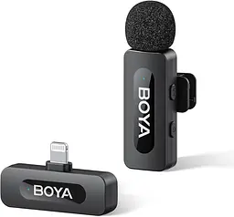 Професійний петличний бездротовий мікрофон Boya BY-V1 V2.0 Роз'єм Lightning Black (18870-prm)