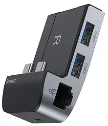 USB-Хаб Baseus Armor Age Type-C Bracket Multifunctional HUB Adapter Space Gray (CAHUB-AJ0G) - мініатюра 3