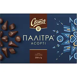 Цукерки Світоч Палітра Асорті в чорному шоколаді 200 г
