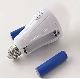 Світлодіодна LED-лампа акумуляторна (знімні 2 × 18650) автономна аварійна 3 режими яскравості 20 W лампочка, цоколь E27 UKC 8440 - мініатюра 2