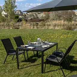 Комплект садових меблів 4Points Orvieto-4 прямокутний стіл 150х90х70см стільниця штучне дерево Polywood та 4 стільці - мініатюра 3