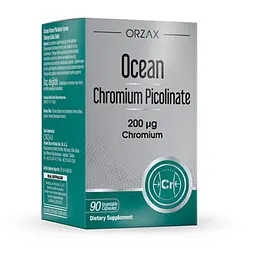 Хром піколінат Orzax Ocean Chromium Picolinate 200 mcg 90 капсул для підтримкирівня рівня цукру в крові