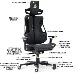 Геймерське крісло Cyberlux V10 Black (арт. GM-V10 PB) - мініатюра 3