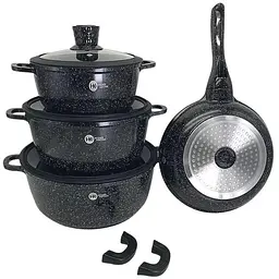 Набір каструль з антипригарним гранітним покриттям Higher Kitchen XPRO НК-324 чорний (42863-НК 324_2356) - мініатюра 4