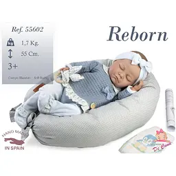 Лялька Reborn Munecas De Cuna спляча в синьому одязі 55 см (55602)