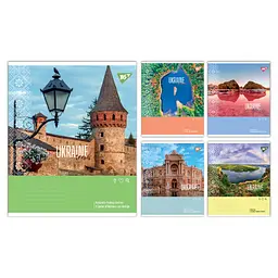 
Зошити учнівські 18 аркушів клітинка Yes Ukraine travel, 25 шт. в упаковці