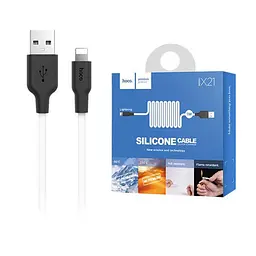 Кабель Hoco X21 Pisces Cable USB to Lightning 2,4A 1m Black - White