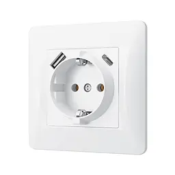 Розетка одинарна із заземленням з USB+USB-C біла VIDEX BINERA VIDEX (27862-000) - мініатюра 3