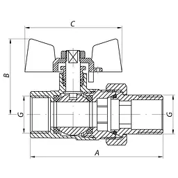 Кран з американкою Waterpro 3/4" прямий червоний WP0152 - мініатюра 2