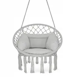 Крісло-гойдалка 4FIZJO Boho Dream 80 см з подушкою, підвісна, плетена Grey (P-5905973404532)