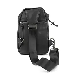 Маленька сумочка-слінг чоловіча шкіряна TDING BAG 2072A чорна - мініатюра 6