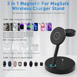 Бездротова зарядна станція INNISTO 3-в-1 для iPhone, Apple Watch і AirPods - мініатюра 6