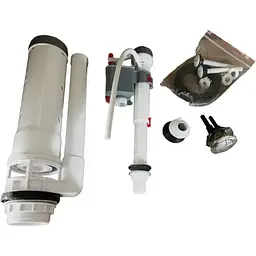 Комплект арматури Mixxus Button-1802-1/2" спускна 2-х кнопочна + наповнювальна з нижнім підведенням, пластикове різьблення 1/2" MI8411, Білий