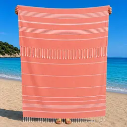 Рушник пештемаль Turkey Towel 100х180 см легкий великий для пляжу басейну бані сауни підстилка на дачу пікнік природу відпустку море полоса помаранчевий