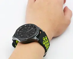 Спортивний ремінець з перфорацією Primo для годинника Samsung Gear S3 Classic SM-R770/Frontier RM-760 Black Green - мініатюра 4