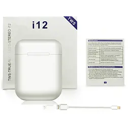 Бездротові навушники TWS i12 з боксом для заряджання White (au044) - мініатюра 6