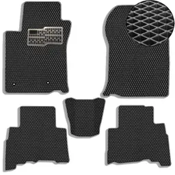 Килимки в салон EVA для Toyota Prado 150 2010-2021 (Металевий підп'ятник) Чорні-Сірій кант 5 шт