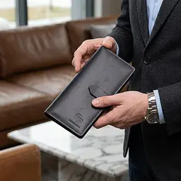 Стильне матове чоловіче портмоне Grande Pelle 11560 чорний - мініатюра 2