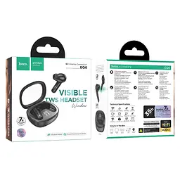 Навушники Hoco EQ6 Shadow TWS | BT5.3, 40/320mAh, 7h | black - мініатюра 3