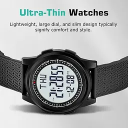 Aswan watch Цифровий годинник для чоловіків з будильником, світлом, датою, секундоміром, подвійним часом - мініатюра 3