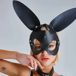 Маска для рольових ігор I’MCUM Bunny Екошкіра Чорна (IM-SM230_bunny) - мініатюра 5