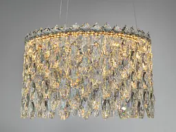 Підвісна кришталева LED люстра Diasha 582/400G золото 37 см 52 W 3 режими світла - мініатюра 2
