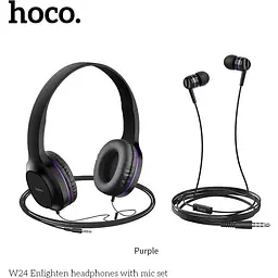 Пара навушників Hoco Enlighten W24 накладні та вставні чорні з червоним - мініатюра 4