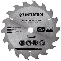 Диск пильний по дереву Intertool 185 х 18T х 20 мм