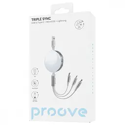 Кабель Proove Triple Sync 3 in 1 Type-C + Micro USB + Lightning (1.2m) white (CCTS20001502) - мініатюра 2