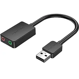Звукова карта USB AUX jack, 2 x TRRS (Mic + Ear) 1м Vention чорна