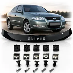 Дефлектор капота мухобойка Nissan Almera Classic (B10) 2006- Євро Кріплення Vip Tuning (NS01)