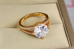 Кільце Xuping Jewelry фіаніт 10 мм по боках дві доріжки з дрібних камінчиків р 18 золотисте