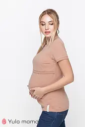 Базова футболка для вагітних та годуючих мам Margo 2XL Юла Мама Бежевий - мініатюра 4