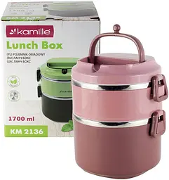 Ланч-бокс Snack дворівневий пластик та нержавіюча сталь Kamille 14х18.5 см kuh0007580 - мініатюра 6