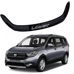 Дефлектор капоту мухобійка Renault Lodgy 2012-2022 Євро кріплення Voron Glass