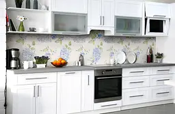 Вініловий кухонний фартух Блакитні пишні квіти наклейка для кухні ПВХ Прованс 60х250 см Happy Pocket Z181641 - мініатюра 6