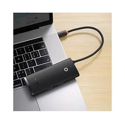 USB-хаб Baseus Lite Series 6-Port Type-C HUB Docking Station (Type-C to HDMI+USB3.0*2+Type-C Data+SD/TF) Black (WKQX050001) - мініатюра 4