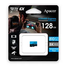 Карта пам'яті microSDXC (UHS-1 U3) Apacer Express 128Gb class 10 V30 A1 Read/Write:810/700 MB/sec (Compatible with Nintendo Switch 2) (AP128GMCEXG3X17-RA) - мініатюра 2