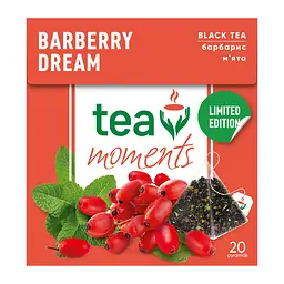 Чай Tea Moments Barberry Dream чорний з барбарисом та м'ятою 20х1.8 г пірамідки (tm.03644) - мініатюра 4