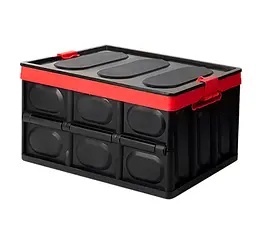 Пластиковий органайзер із кришкою для багажника автомобіля Voltronic BYR 520x360х290 Black-Red