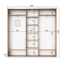 Шафа-купе Idea серія 2 240 x 45 x 240 см Дуб сонома Дзеркало - мініатюра 2