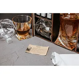 Подарунковий набір Whiskey Stones камені для віскі в дерев'яному пеналі №8 + декантер і 4 склянки Bohemia Quadro + щипці + мішечок - мініатюра 6